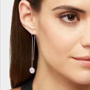 Henri Bendel Rose Gold Luxe Pave Linear Chain Earrings